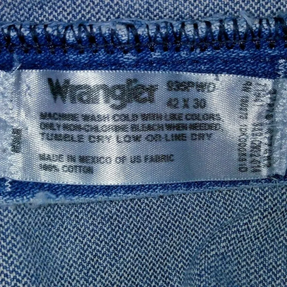 Wrangler Regular Fit Jeans Size 42x30 100% Cotton